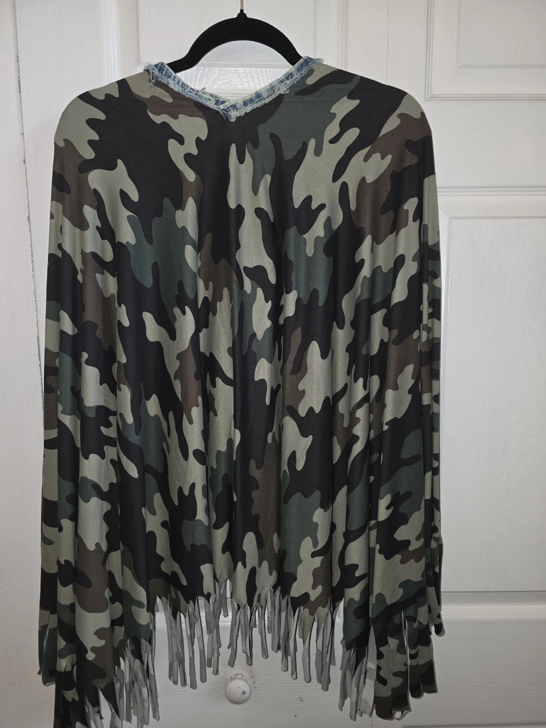 Camo Print Fringe Poncho - photo 2