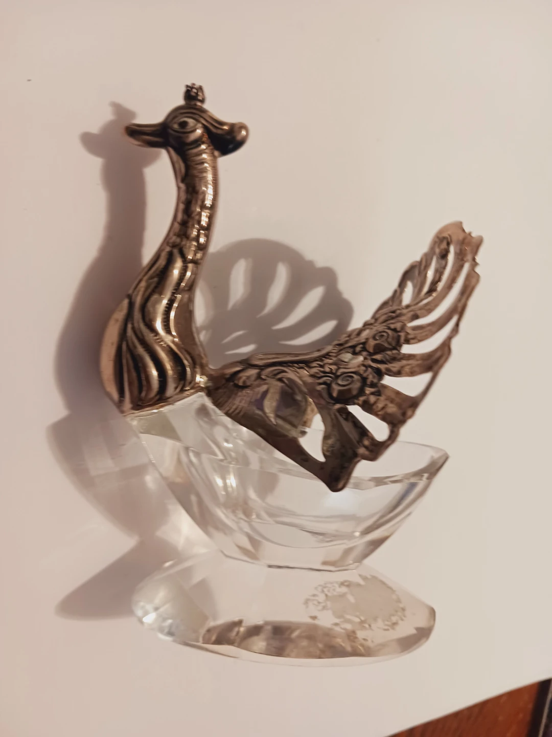 Sterling Silver & Crystal Peacock 🦚 salt shaker - photo 3