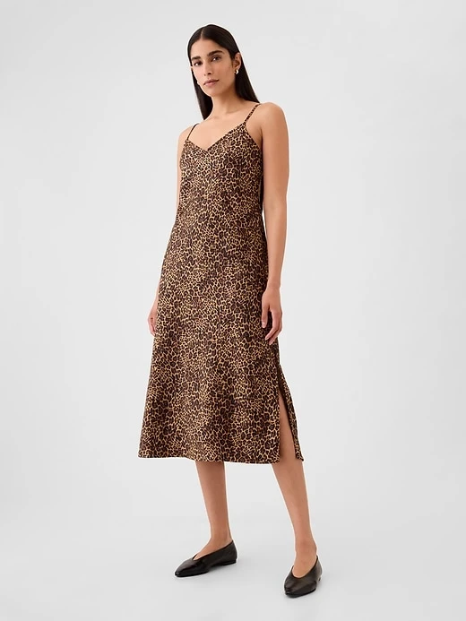 Gap Leopard Satin Midi Dress