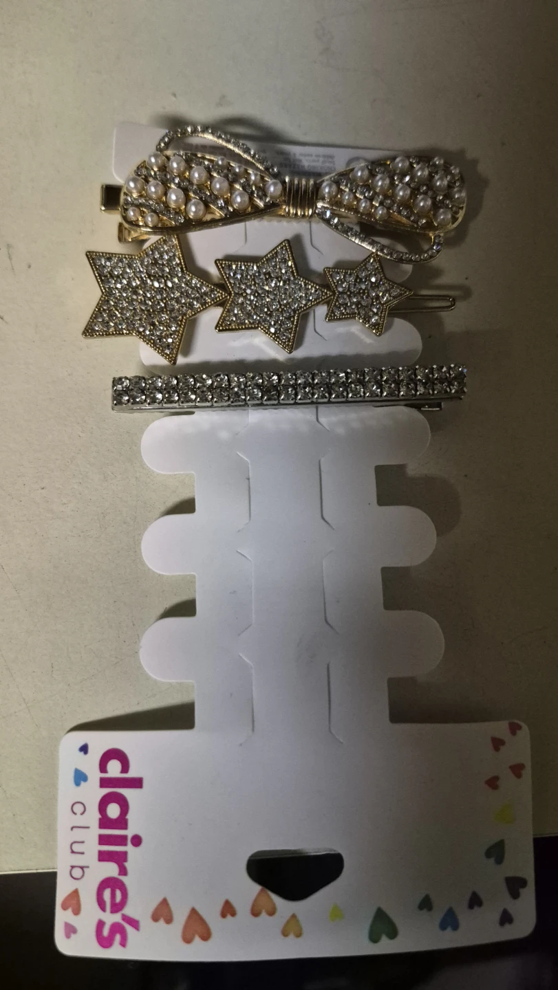 🏈Claire's Club rhinestone and pearl hair clip set - photo 3