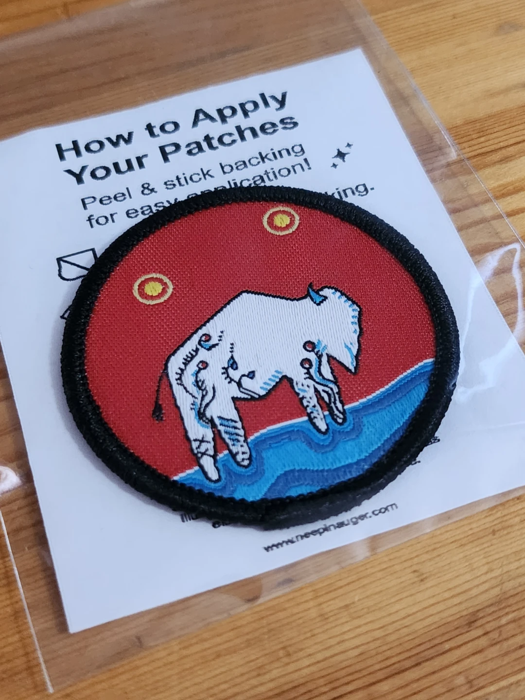 Neepin Auger White Buffalo Embroidered Patch - photo 2