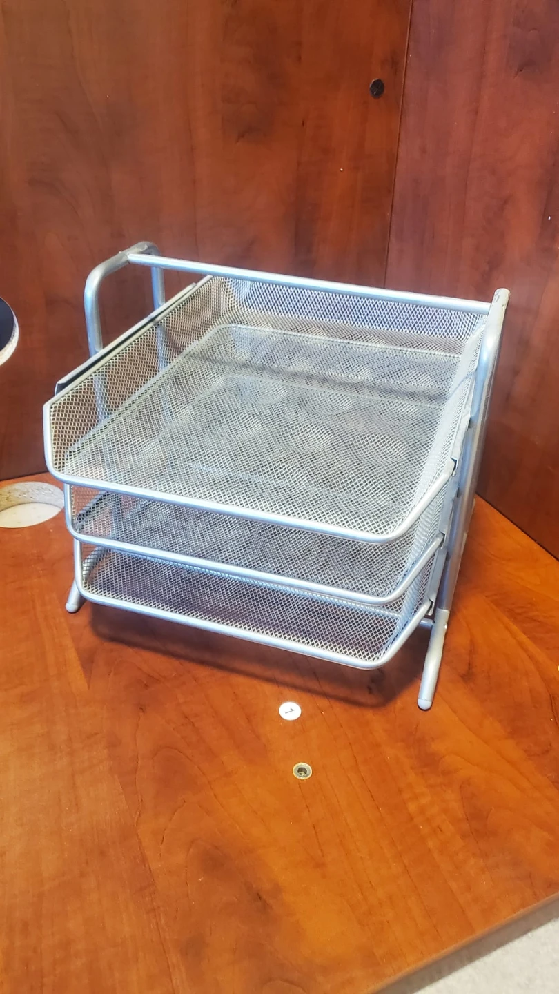 Silver Mesh 3-Tier Desk Organizer