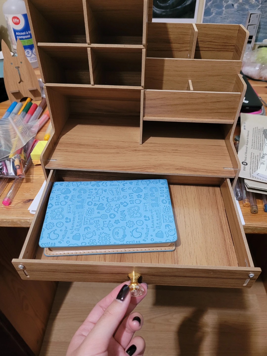 Wooden Desk Organizer with Drawer - photo 3