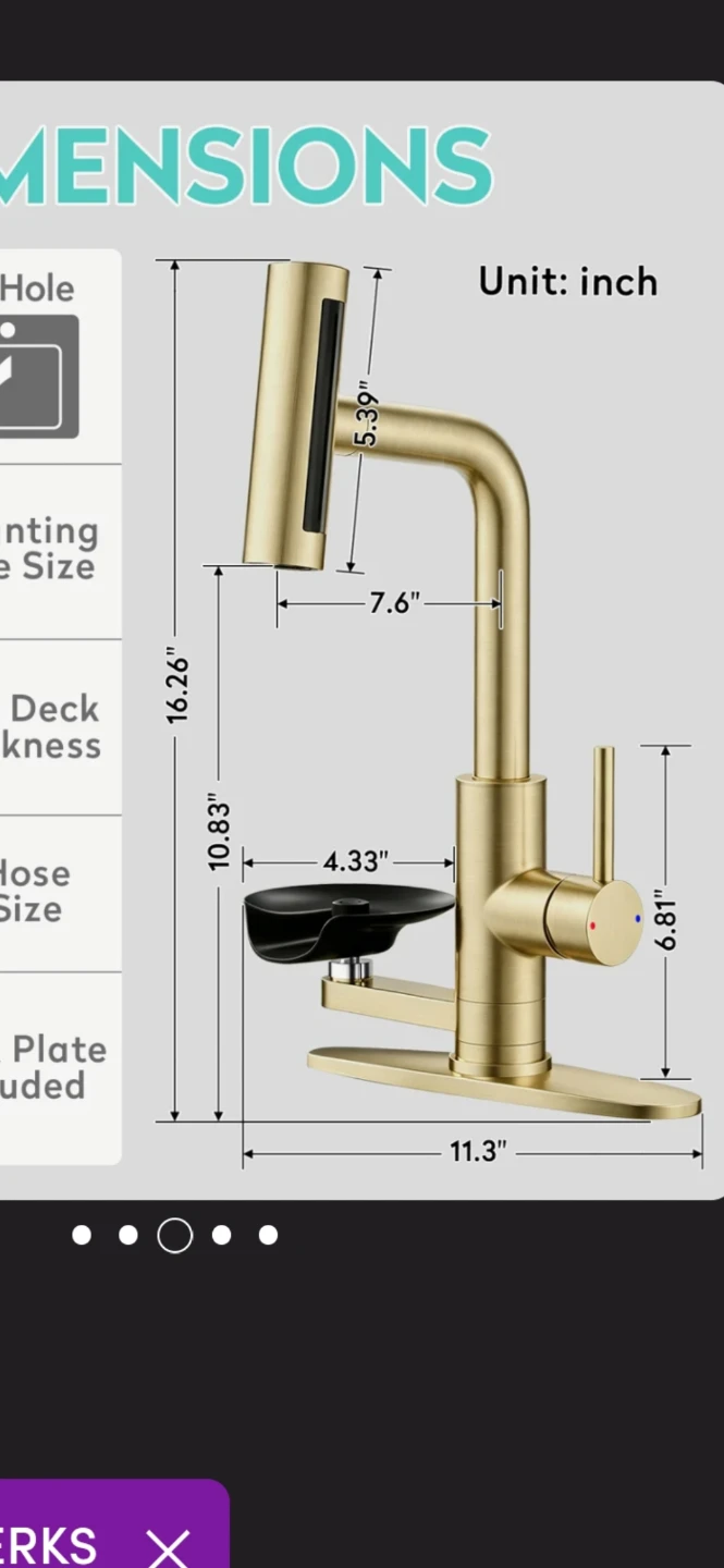 Brushed Gold Kitchen Pull-Out Faucet with Glass Rinser - photo 4
