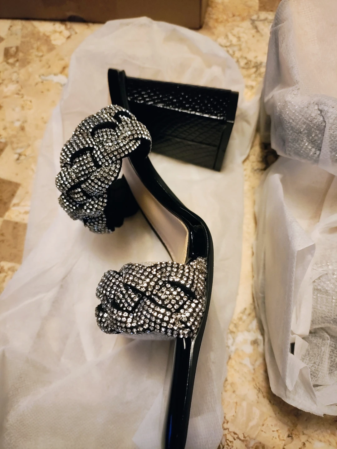 SYRTKMX Rhinestone Block Heel Sandals - photo 2