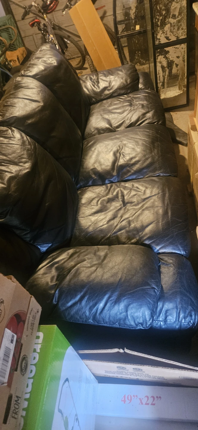 Black Leather Sofa - photo 2