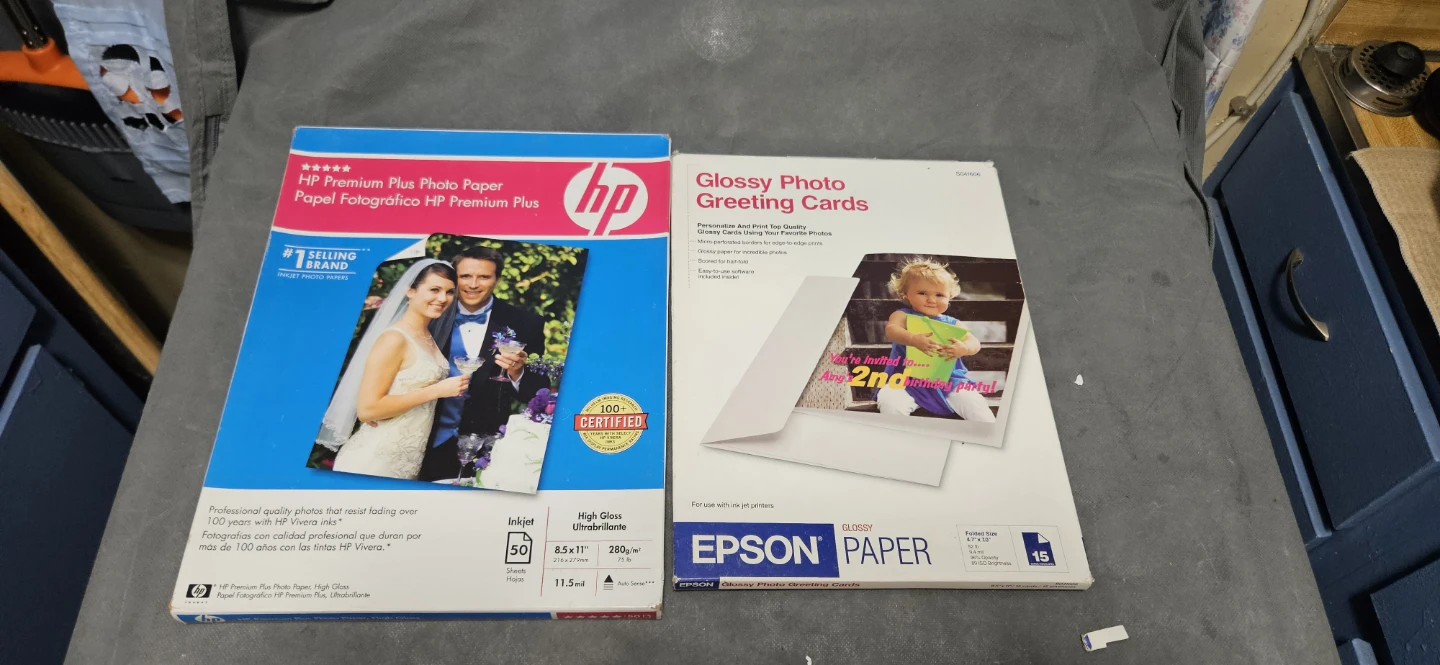 HP Premium Plus Photo Paper & Epson Glossy Greeting Cards