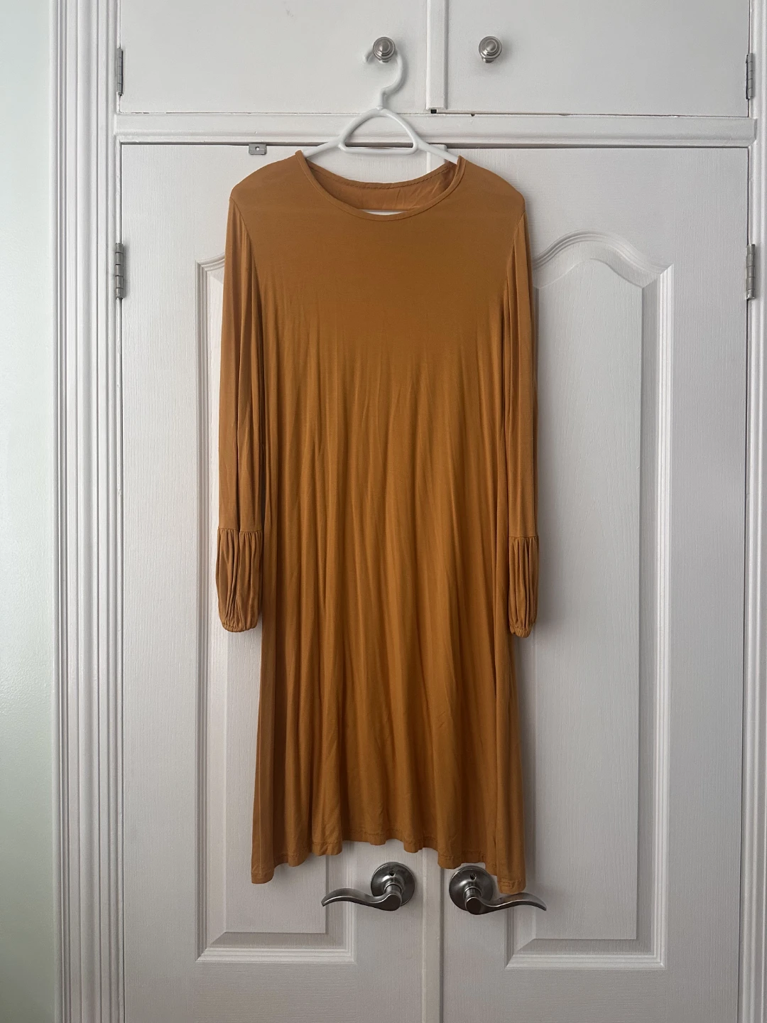 Women's Long Sleeve Mustard Yellow Dress - photo 2
