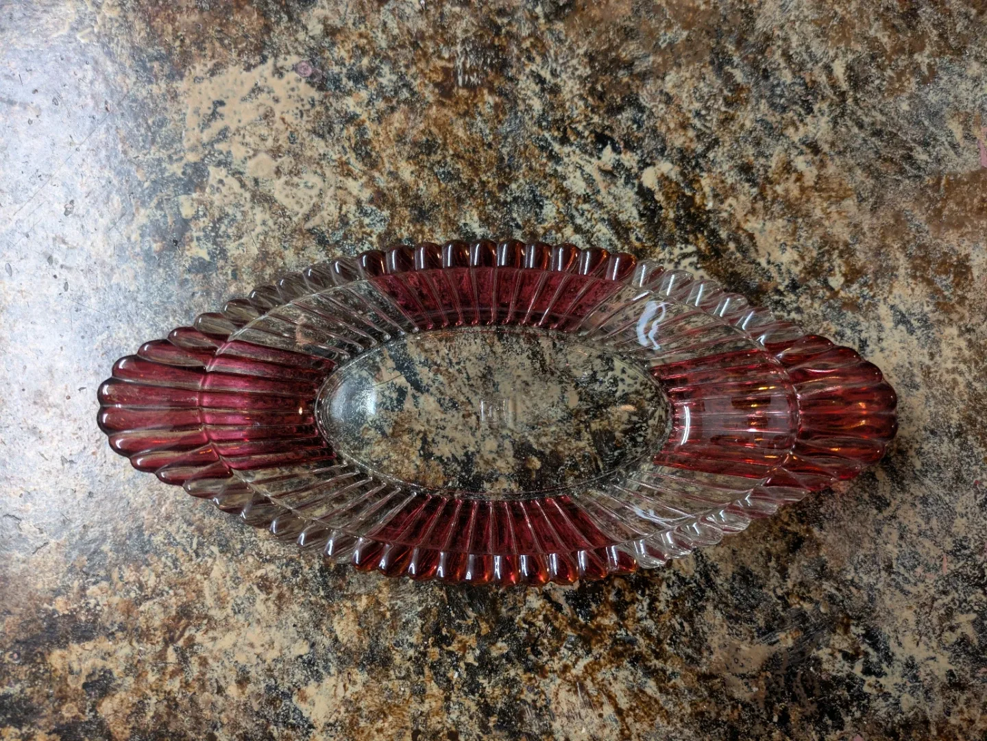 Vintage Anchor Hocking Pink and Clear Glass Dish