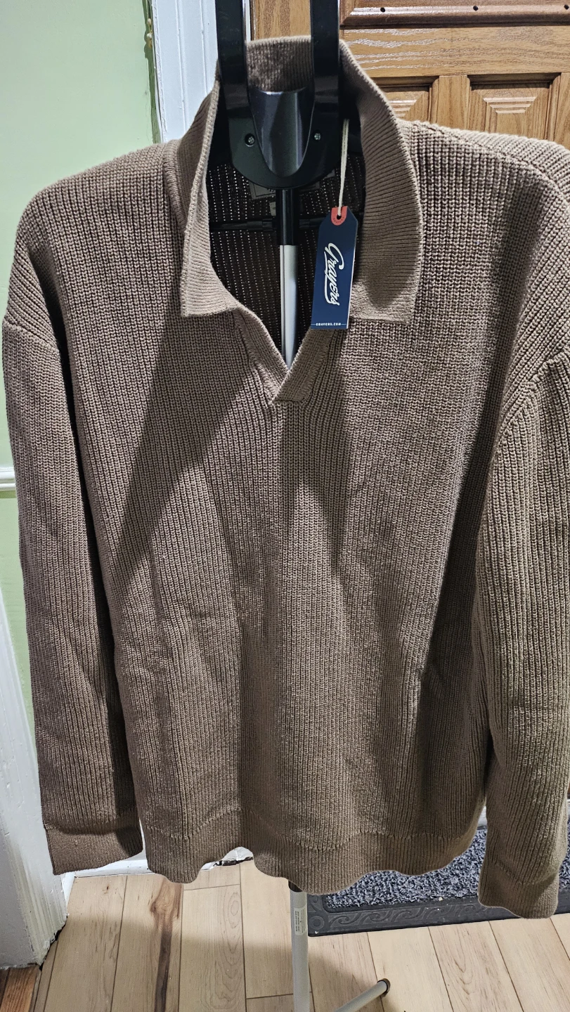 Grayers Shaker Stitch Polo Sweater, Covert Green, XXL