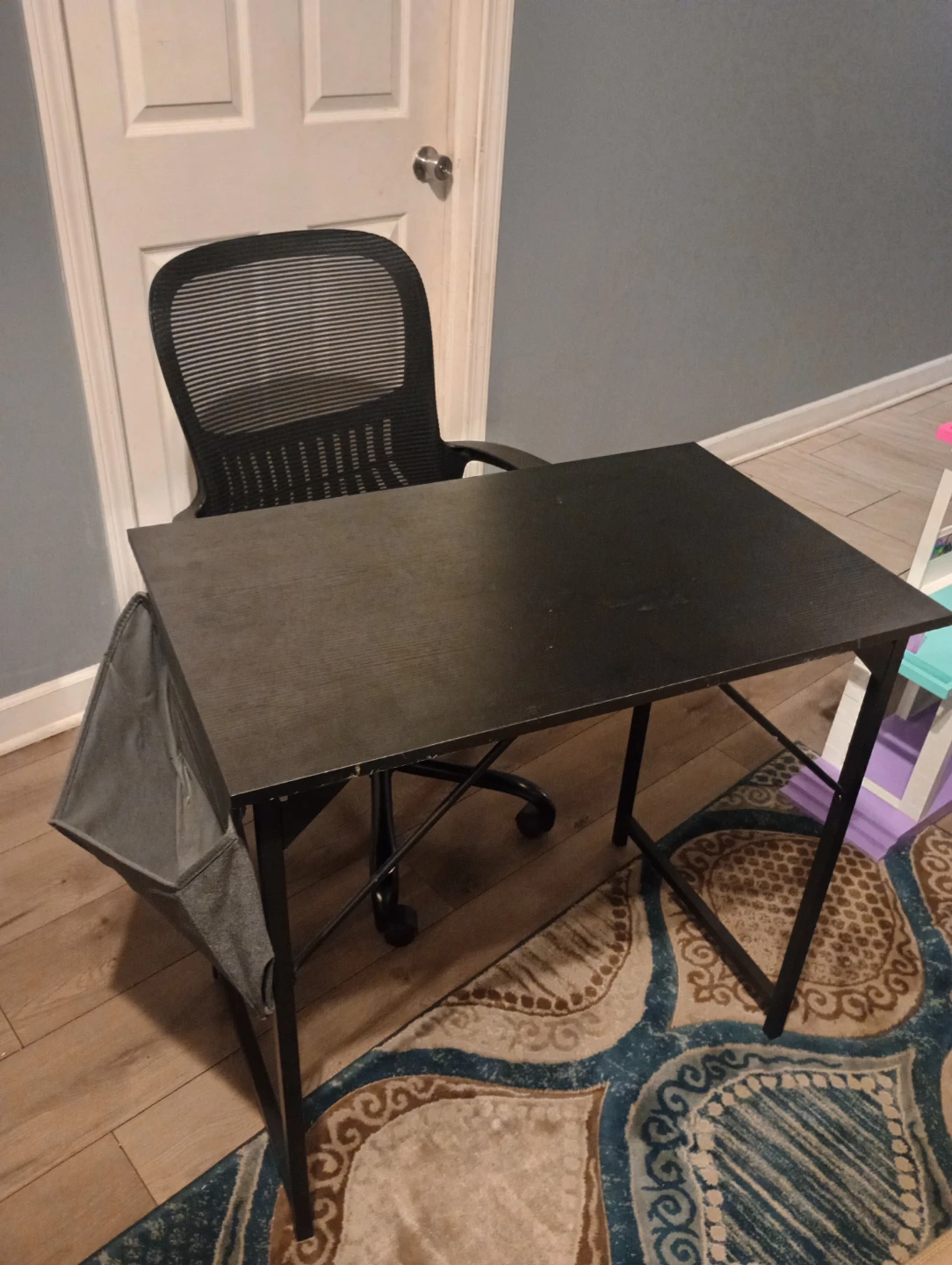 Black Writing Desk with Side Storage
