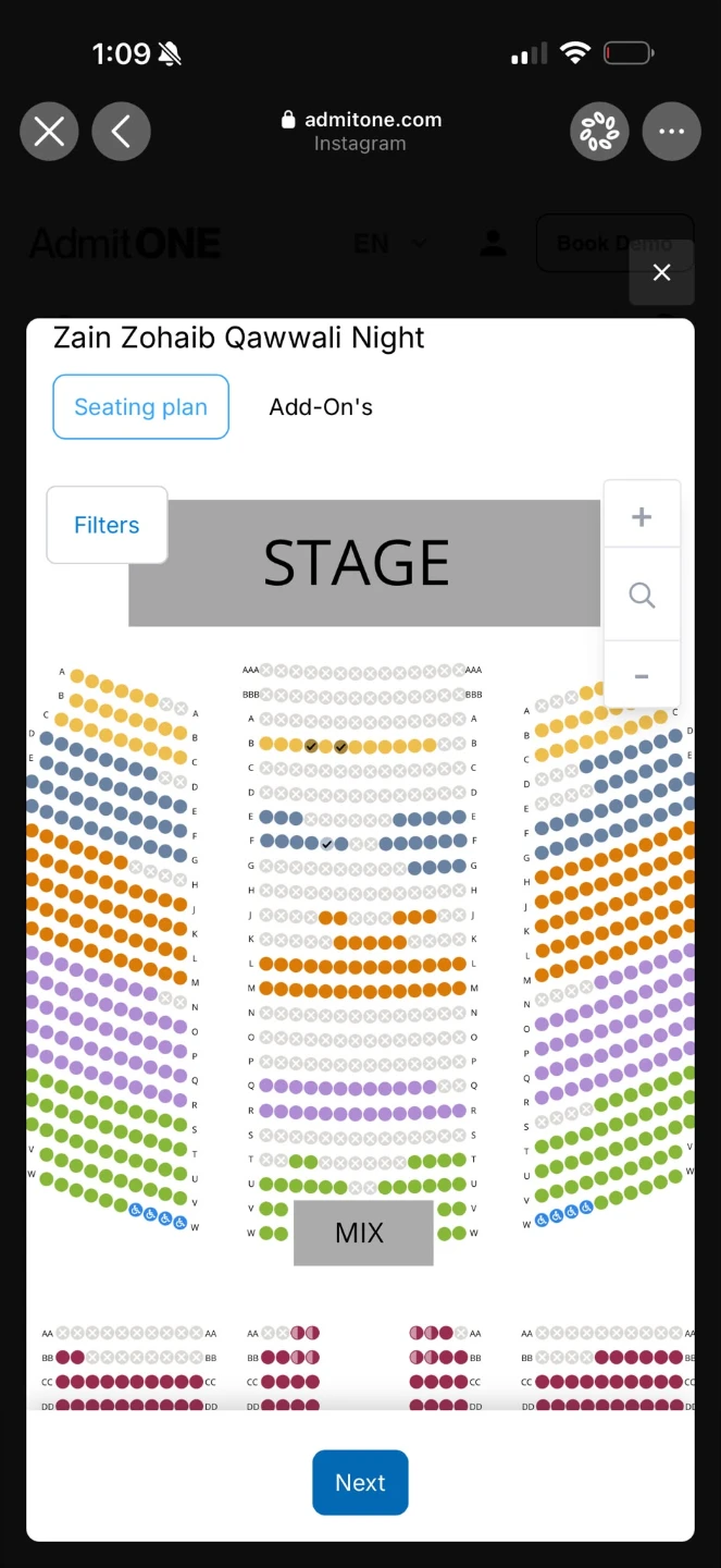 Zain zohaib front row concert ticket
