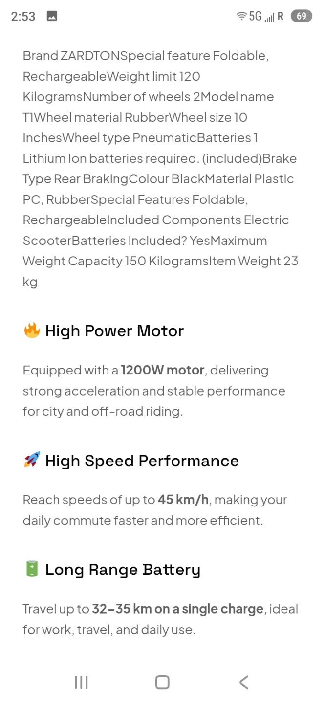 ZARDTON T1 Electric Scooter - photo 2
