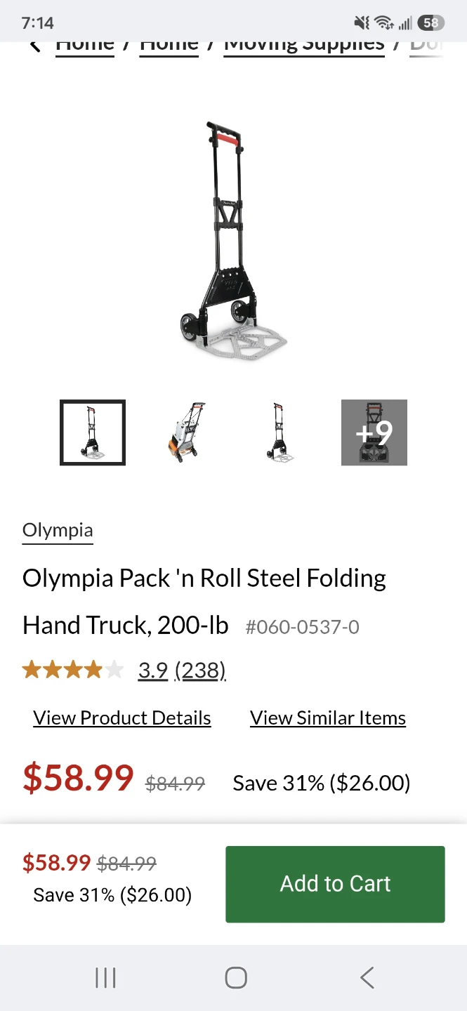 Olympia Pack 'n Roll Folding Hand Truck - photo 2