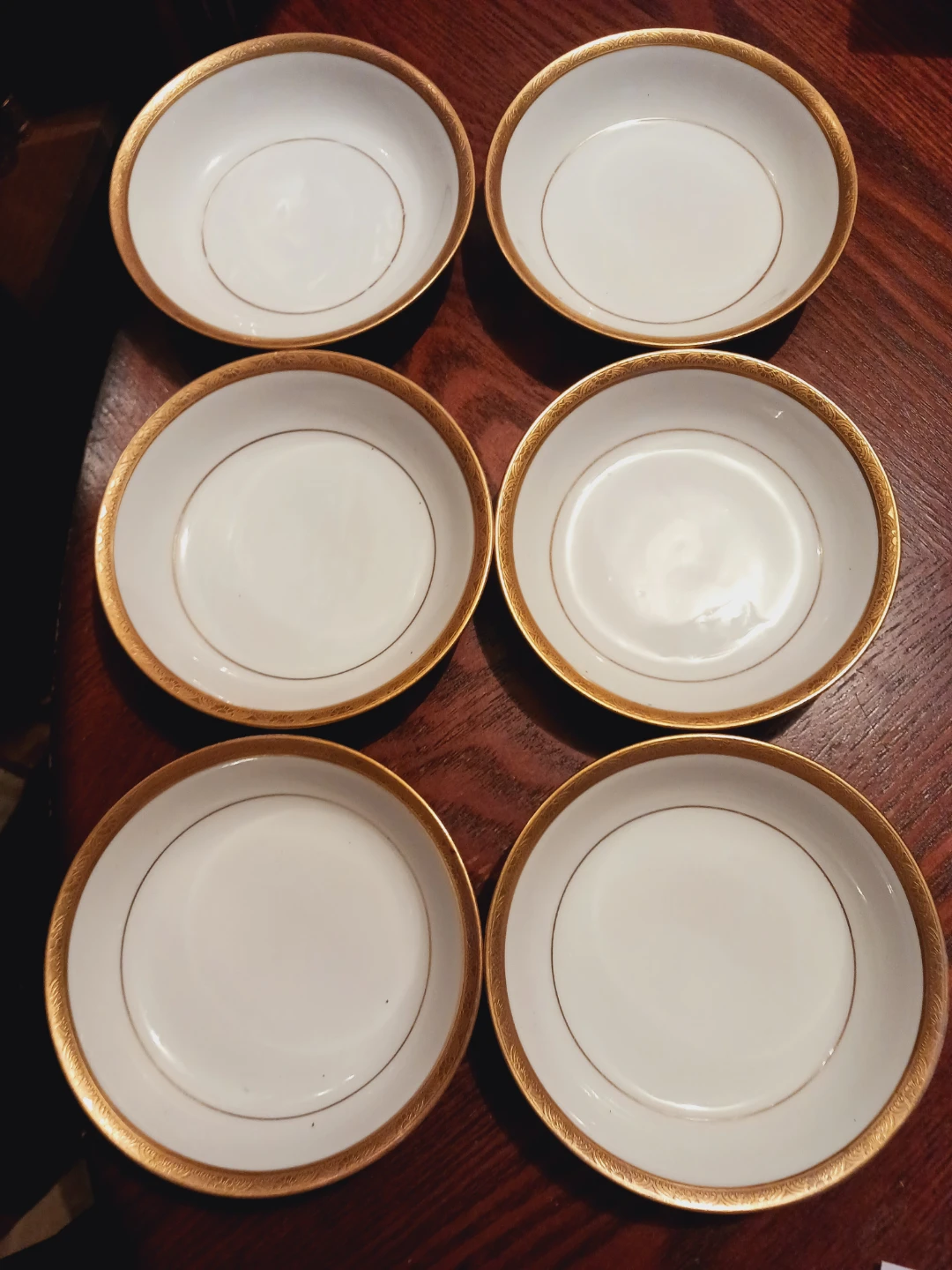 Set of 6 × 22K Gold Rimmed Porcelain Berry Bowls - photo 4