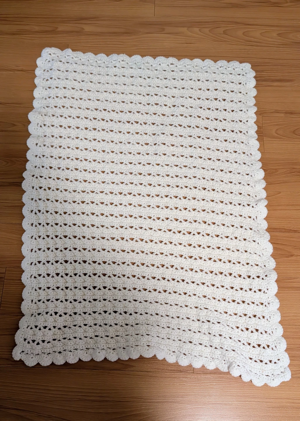 Handmade White Crochet Baby Blanket