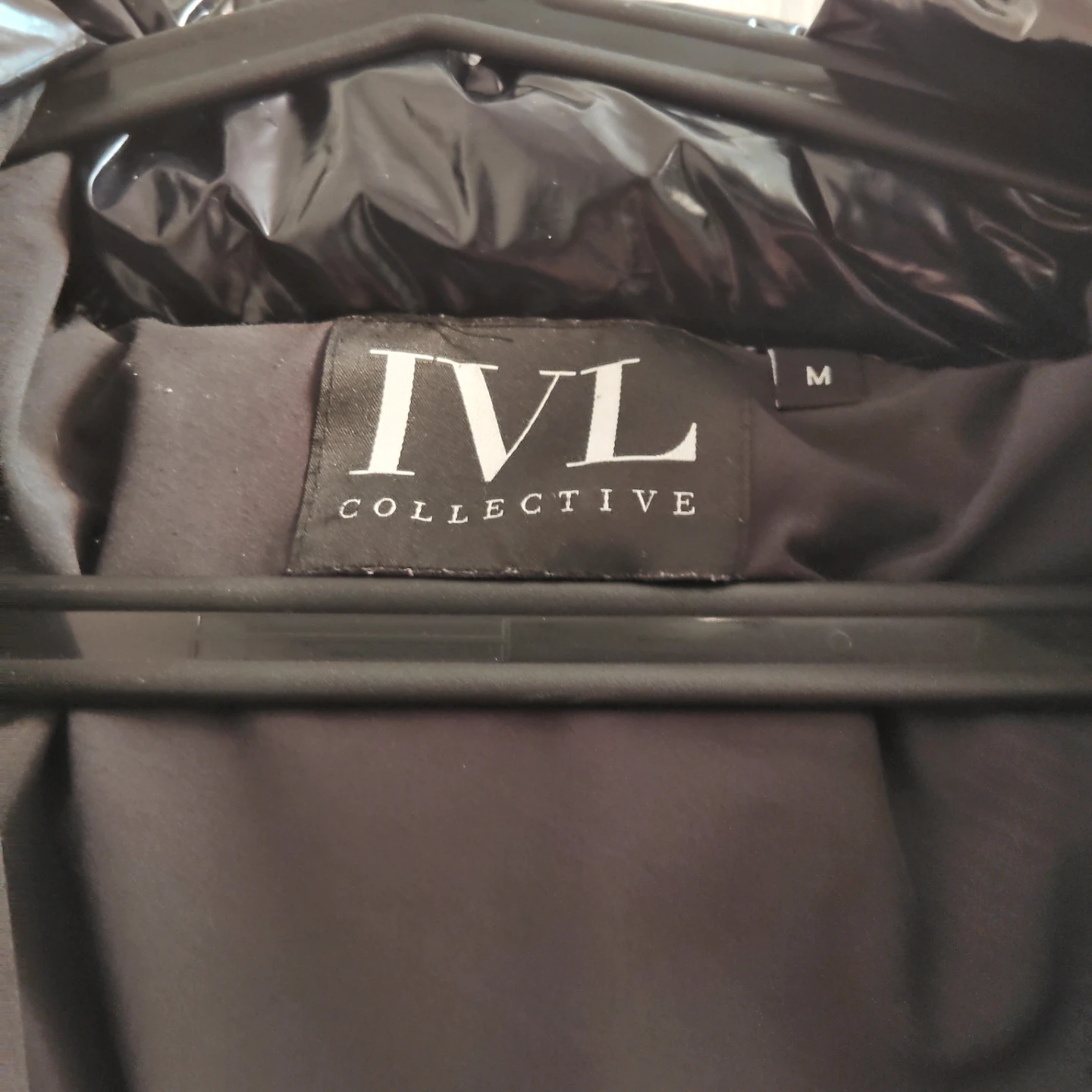 IVL Collective Black Glossy Down Puffer Vest with Hood - photo 3