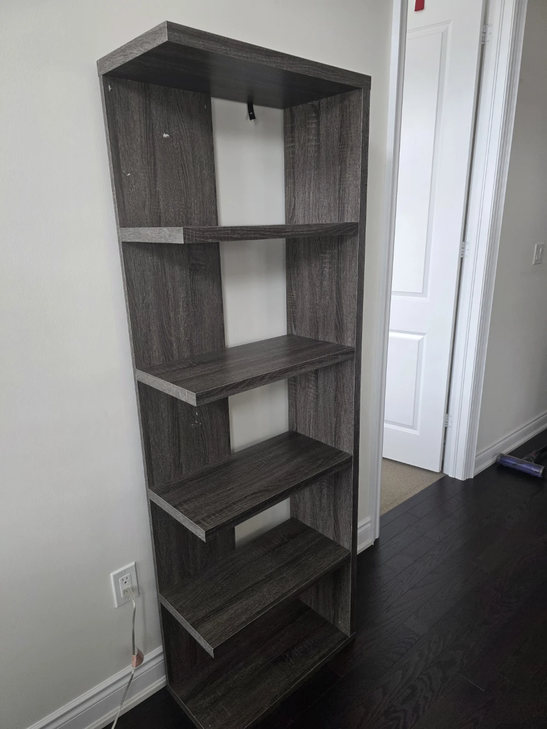 Dark Grey Wood Grain Open Shelving Unit