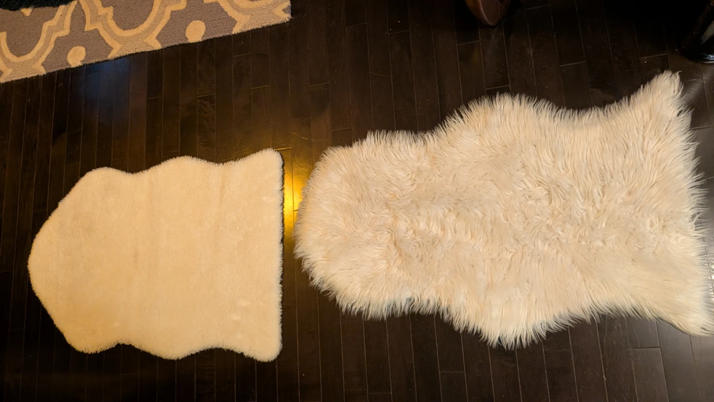 Faux Fur Sheepskin Rugs, 2' long approx