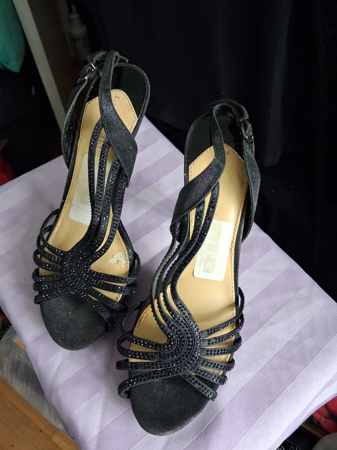 Black Embellished Heeled Sandals - photo 3