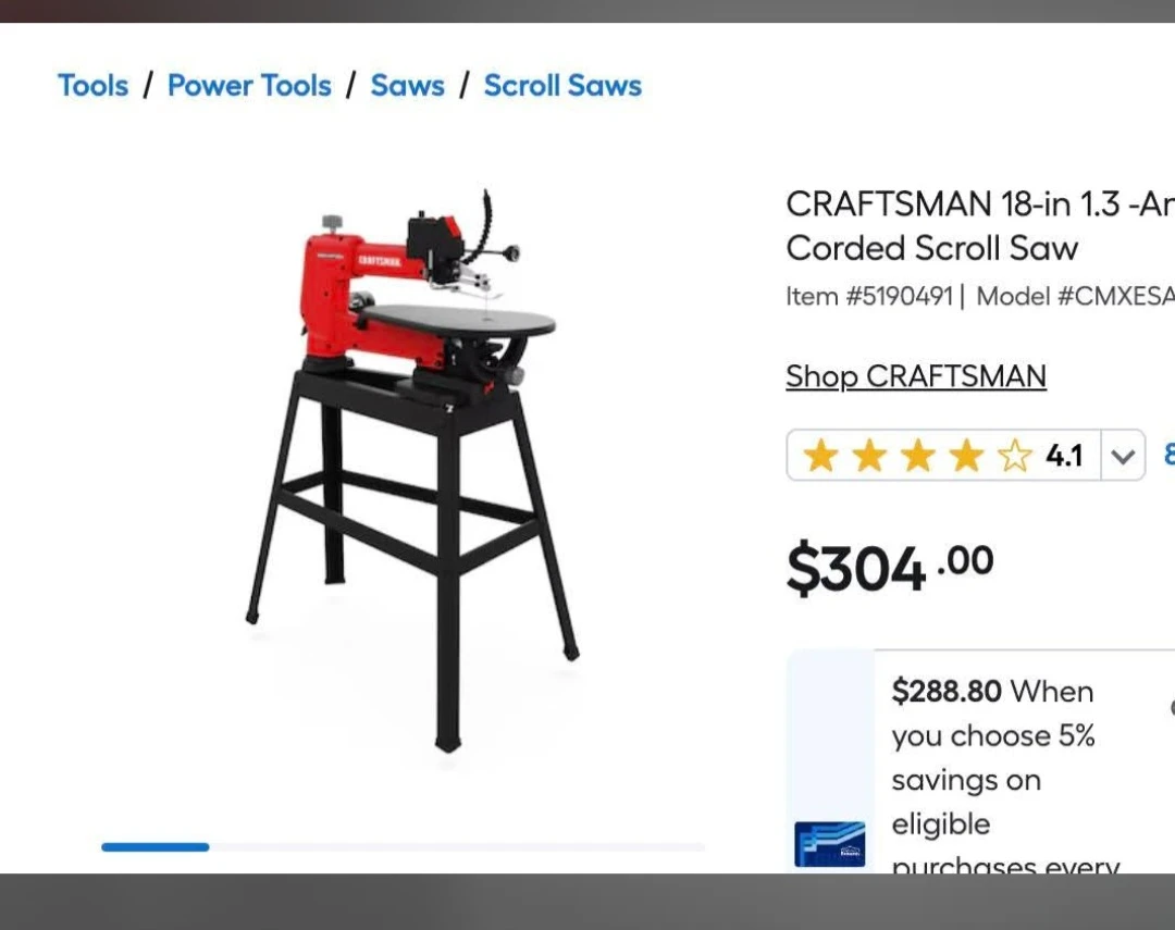 Craftsman 18-in Variable Speed Scroll Saw with Stand