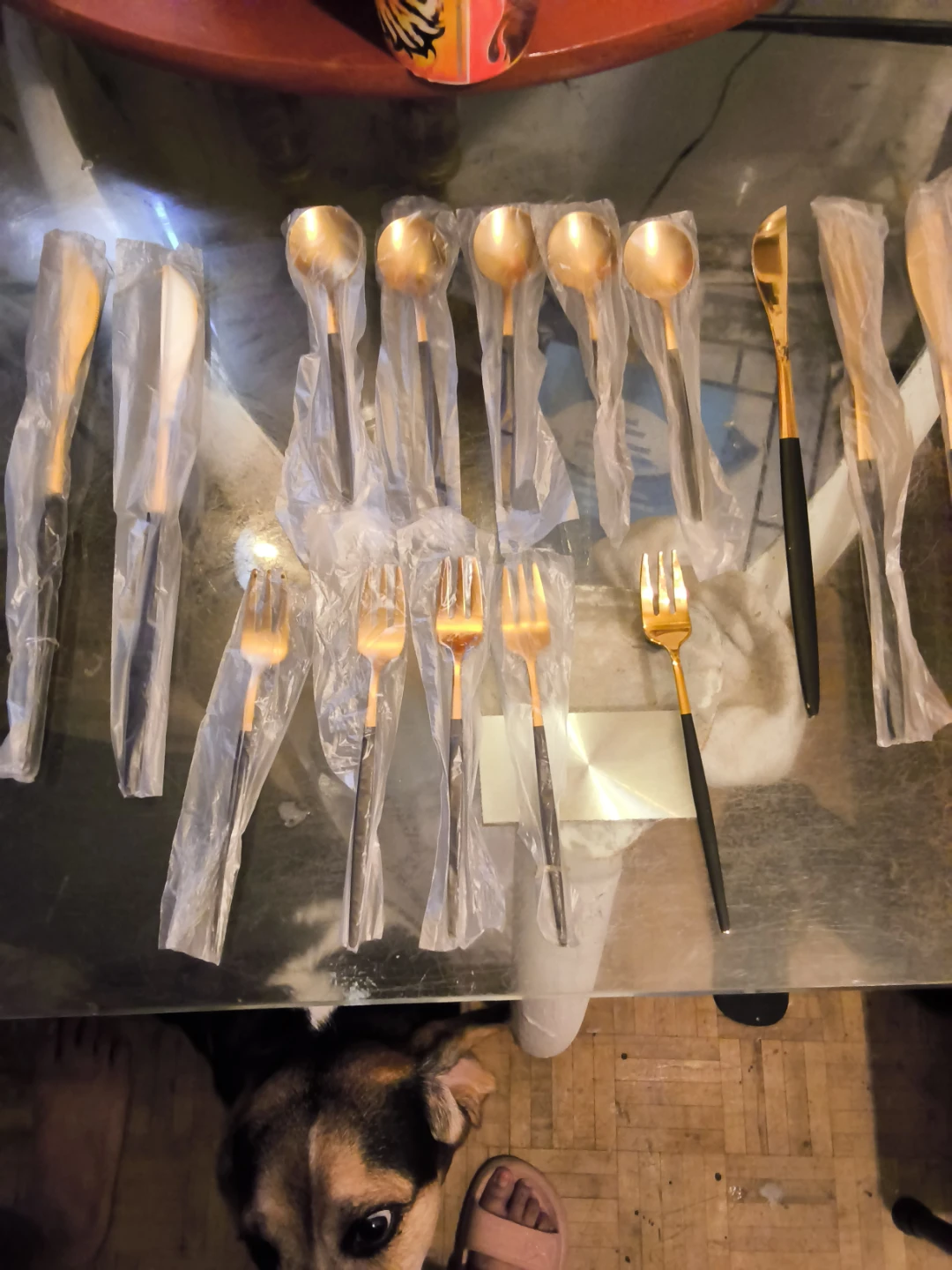 Gold and Black Cutlery Set