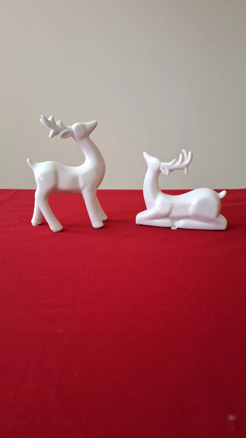 White Porcelain Reindeer Figurines (Set of 2)