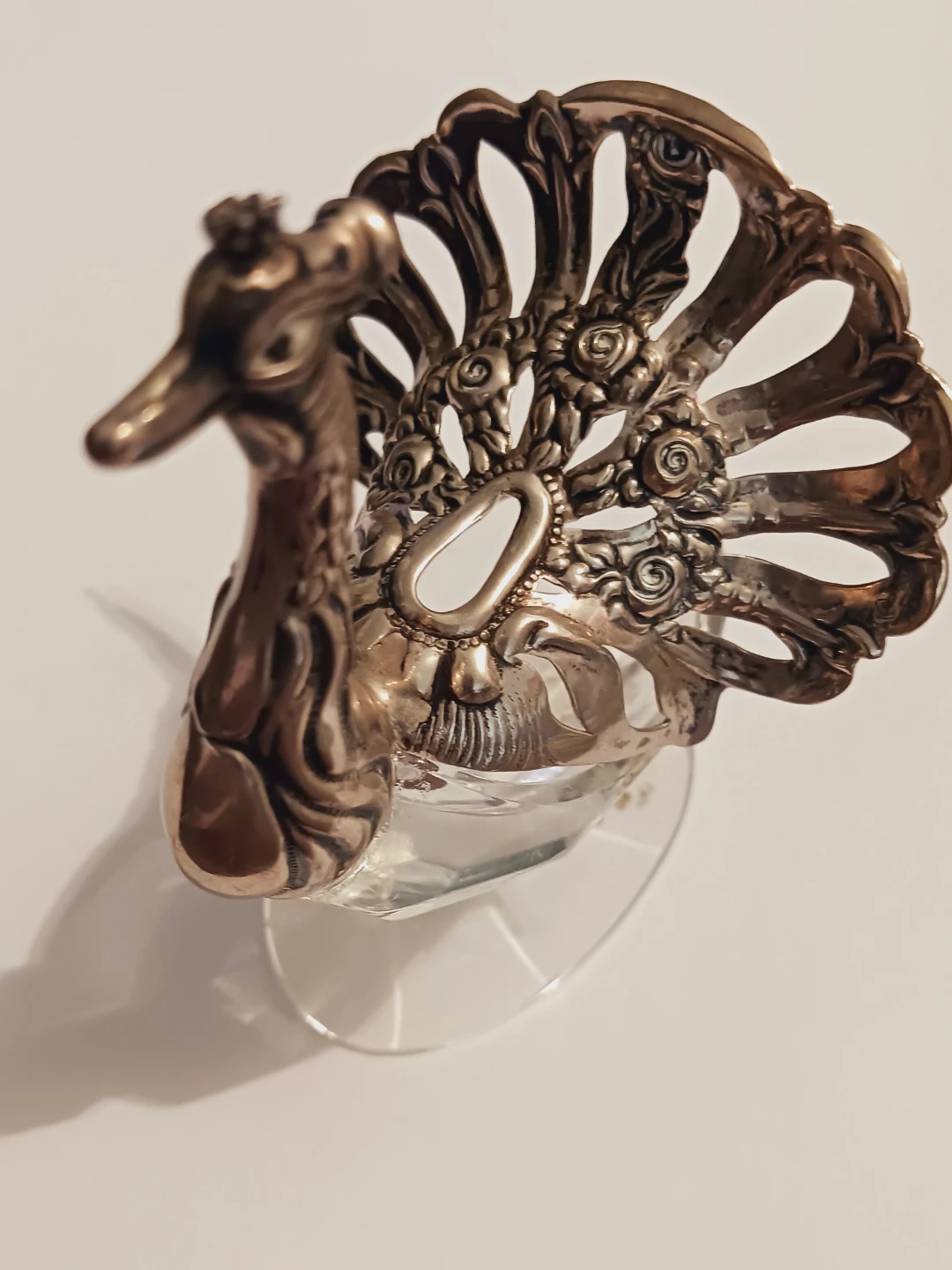 Sterling Silver & Crystal Peacock 🦚 salt shaker - photo 2
