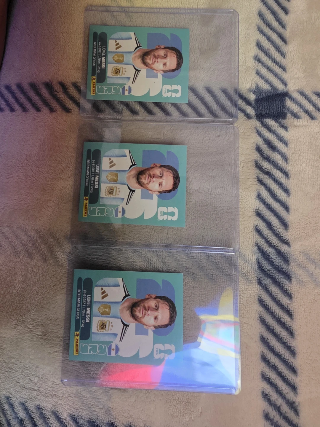 3 Panini Lionel Messi FIFA 2023 Trading Cards