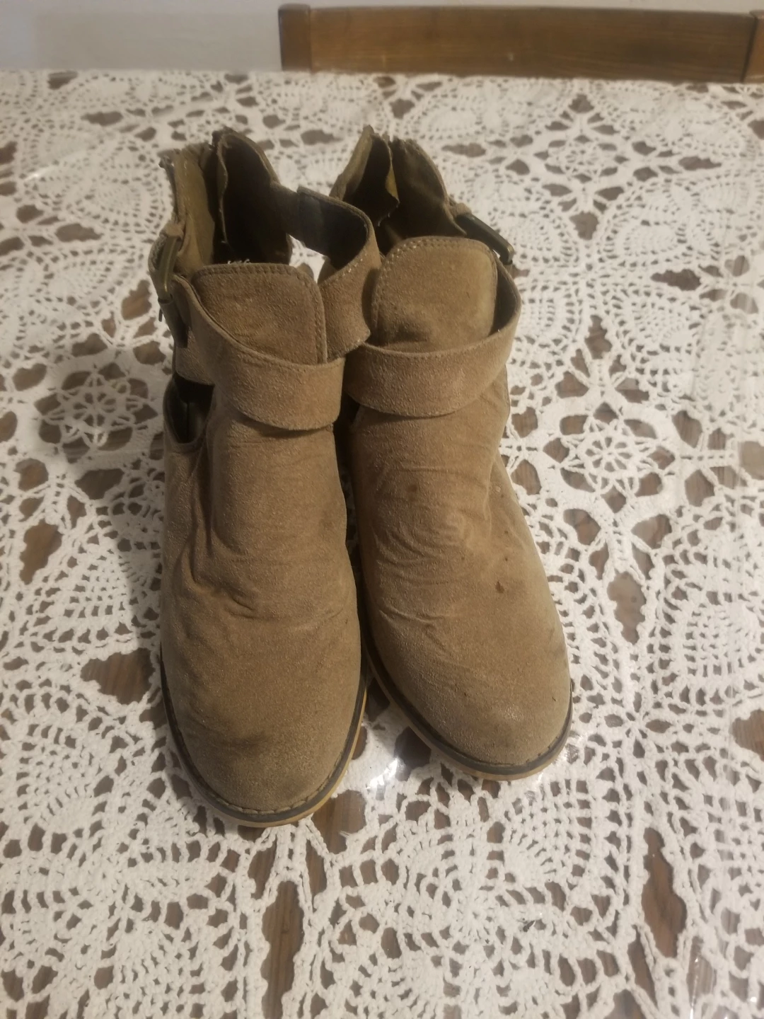 Harlow Tan Suede Ankle Boots Size 8