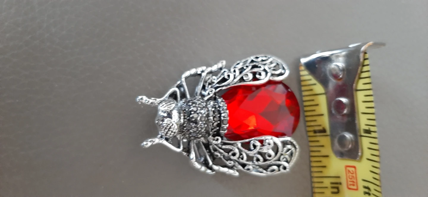Cute Bug Brooch with a Red Gemstone. - photo 4