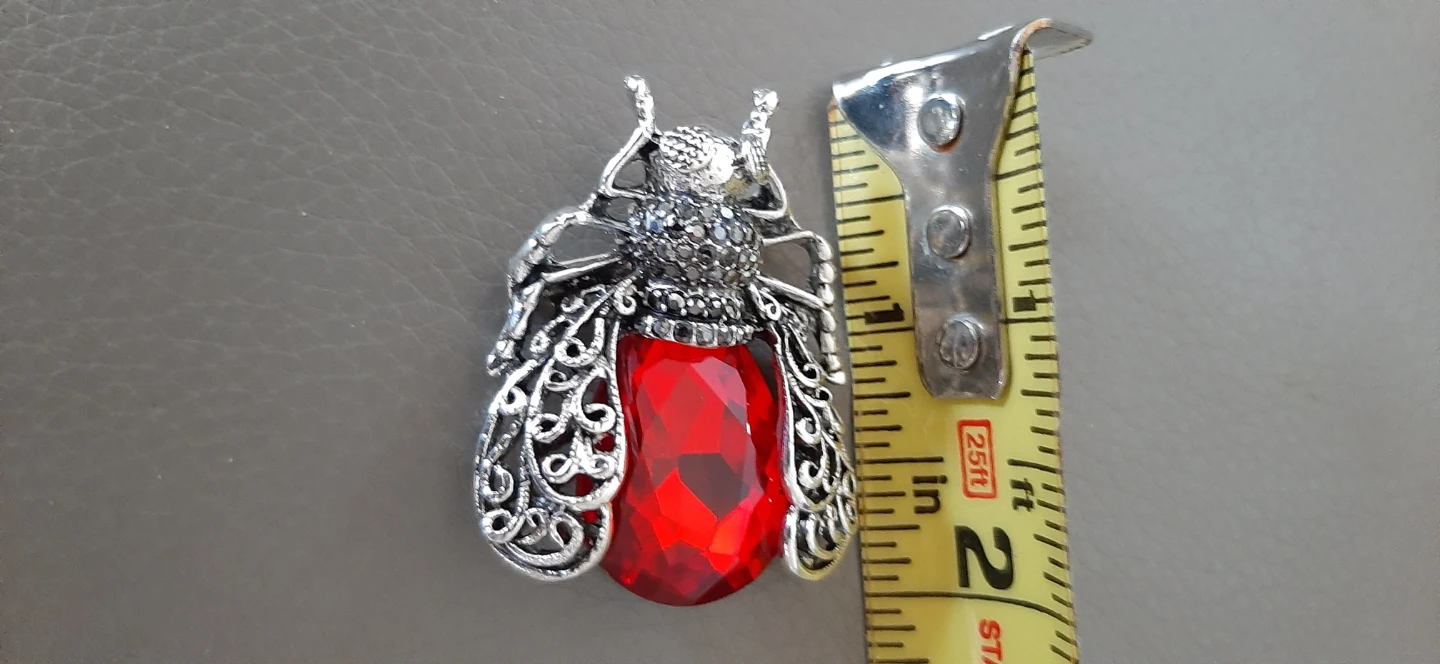 Cute Bug Brooch with a Red Gemstone. - photo 3