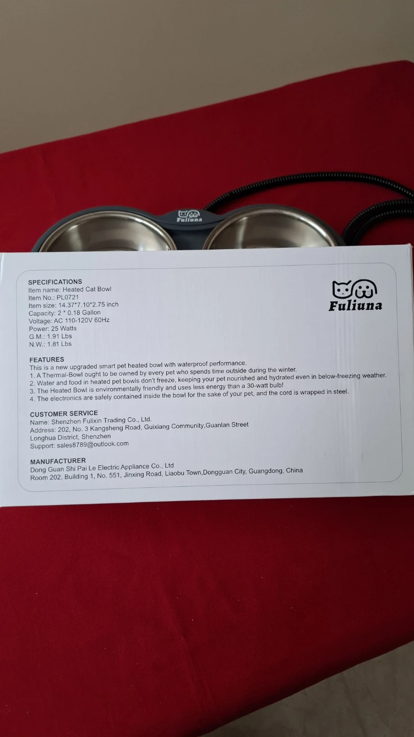 Fuliuna Heated Cat Bowl with Stainless Steel Bowls - photo 3