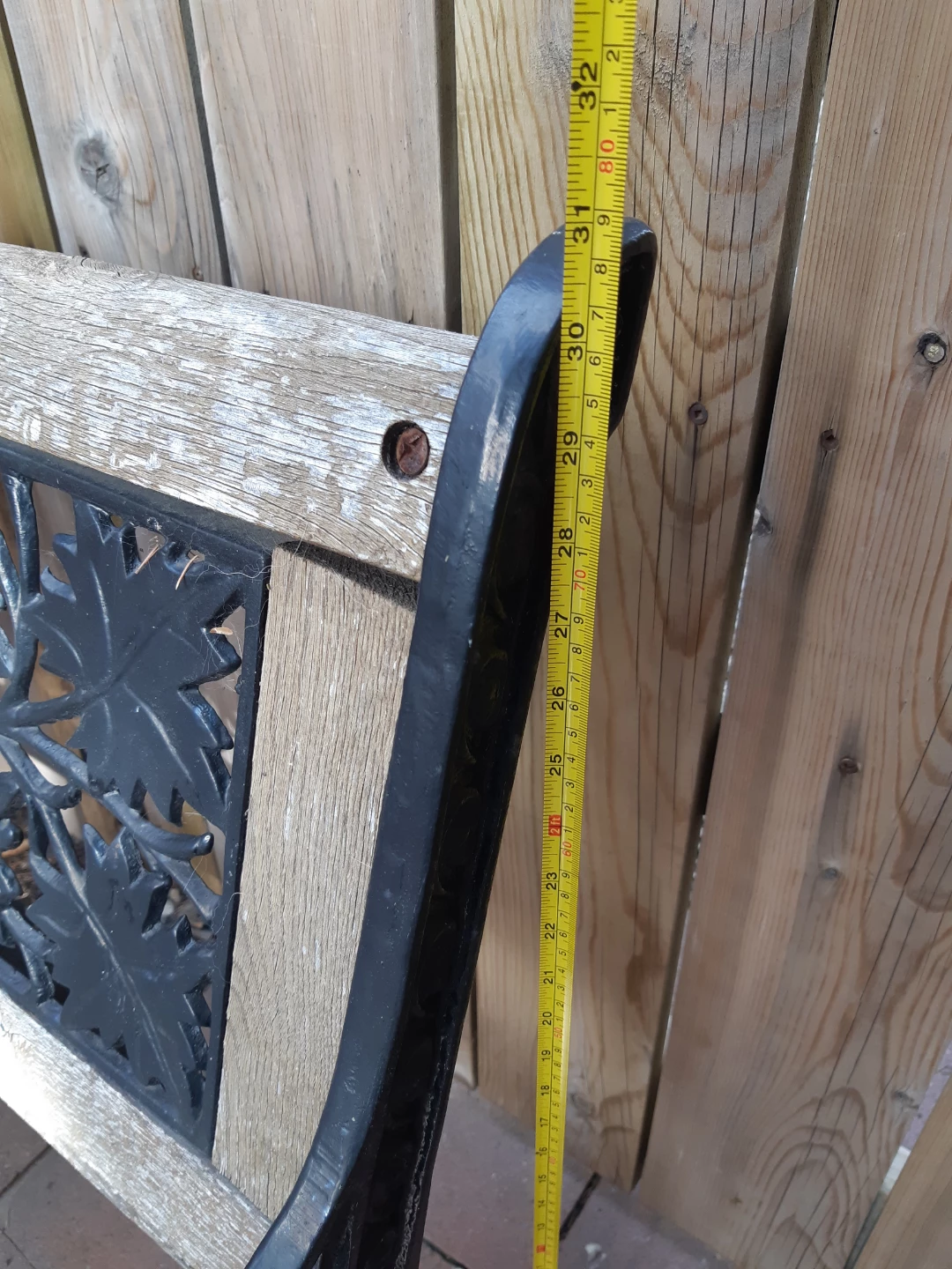 Rustic wooden wrought iron garden bench - photo 5
