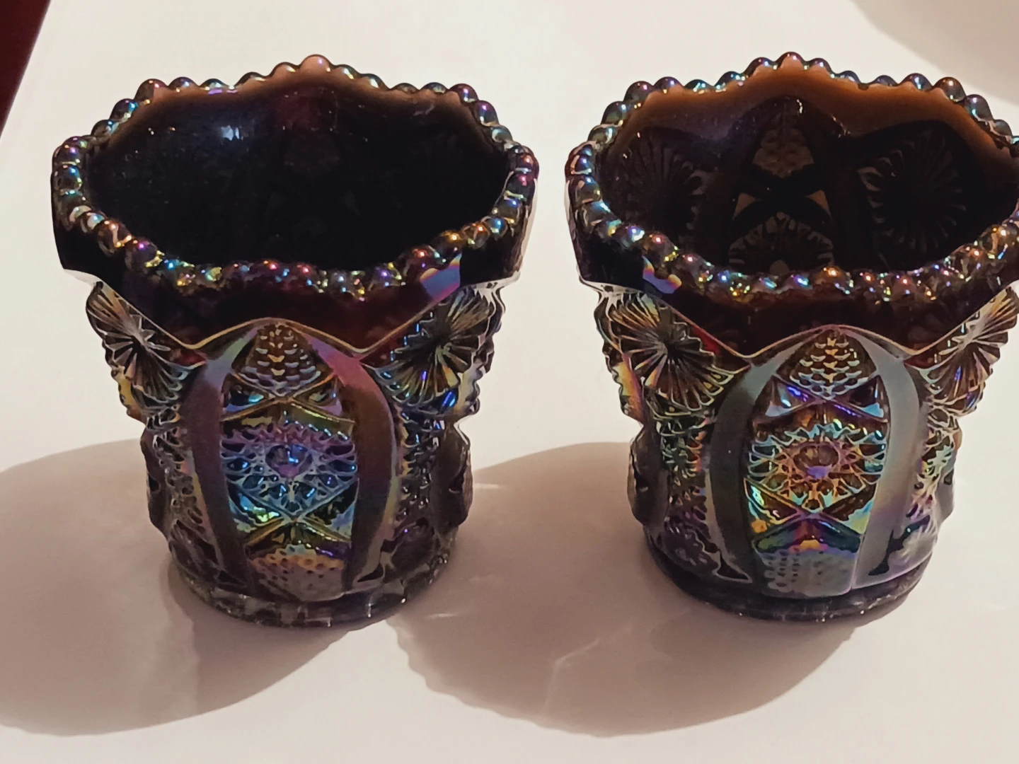 Set of 2 Imperial Amethyst Iridescent Carnival Shot glasses - photo 4
