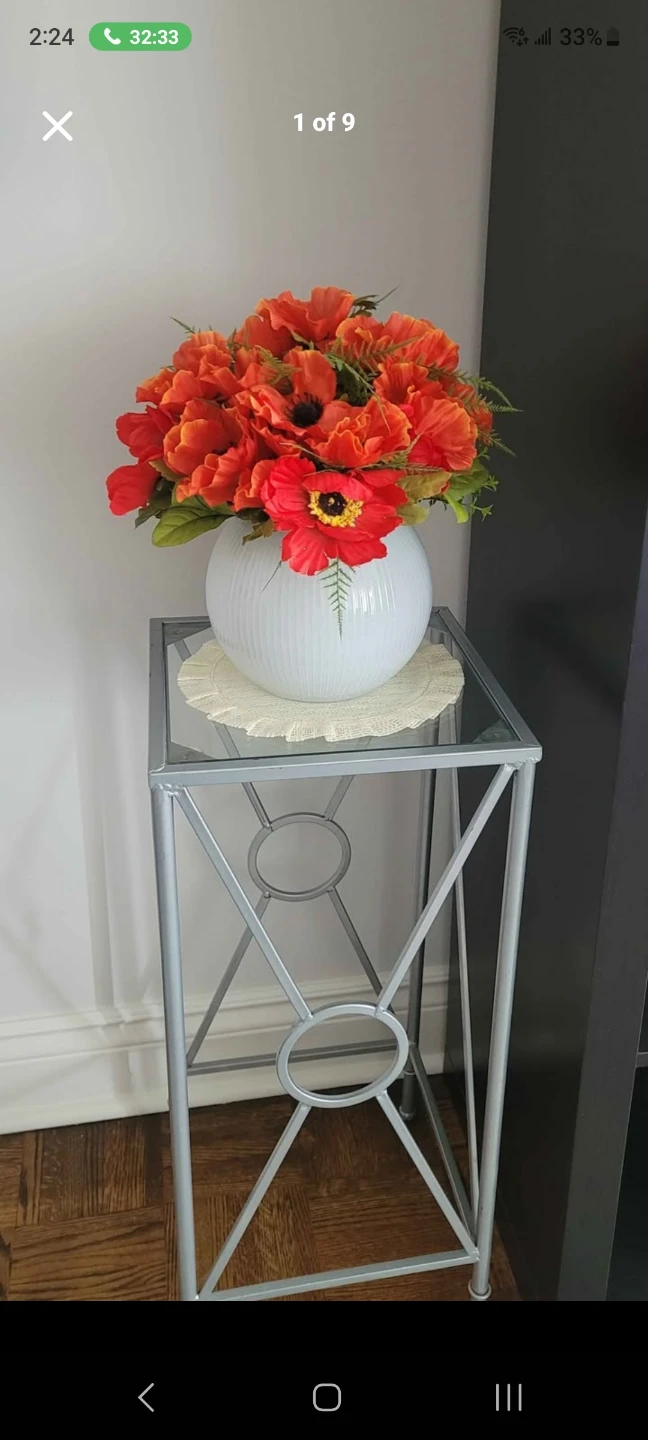 Artificial Flower Arrangement in White Glass Vase - photo 2