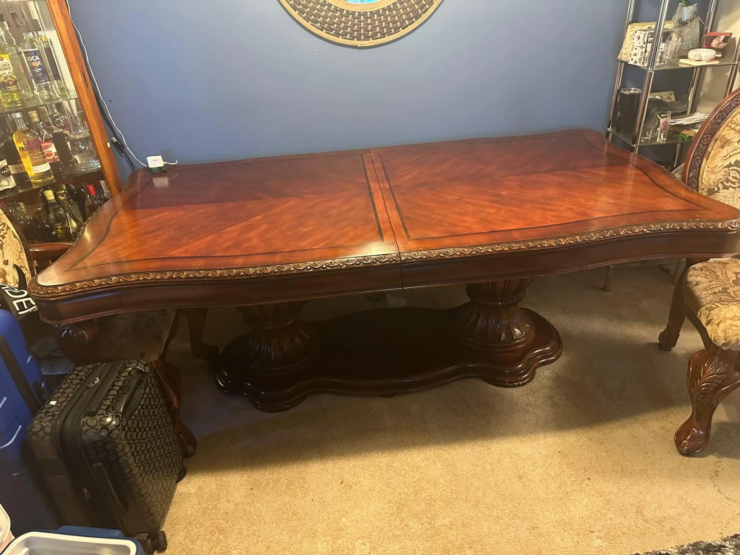 Formal Dining Table and Three Upholstered Chairs