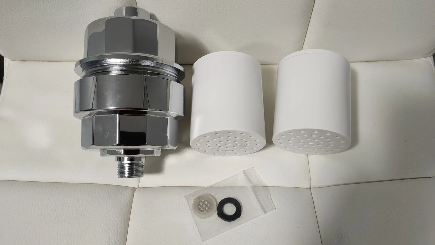 Shower head filter with two new replacement filters