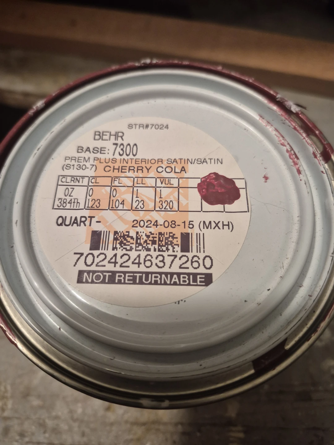 Behr Premium Plus Interior Satin Paint - Cherry Cola