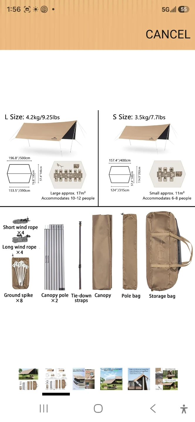 Naturehike Vinyl Sunscreen Camping Canopy - photo 2