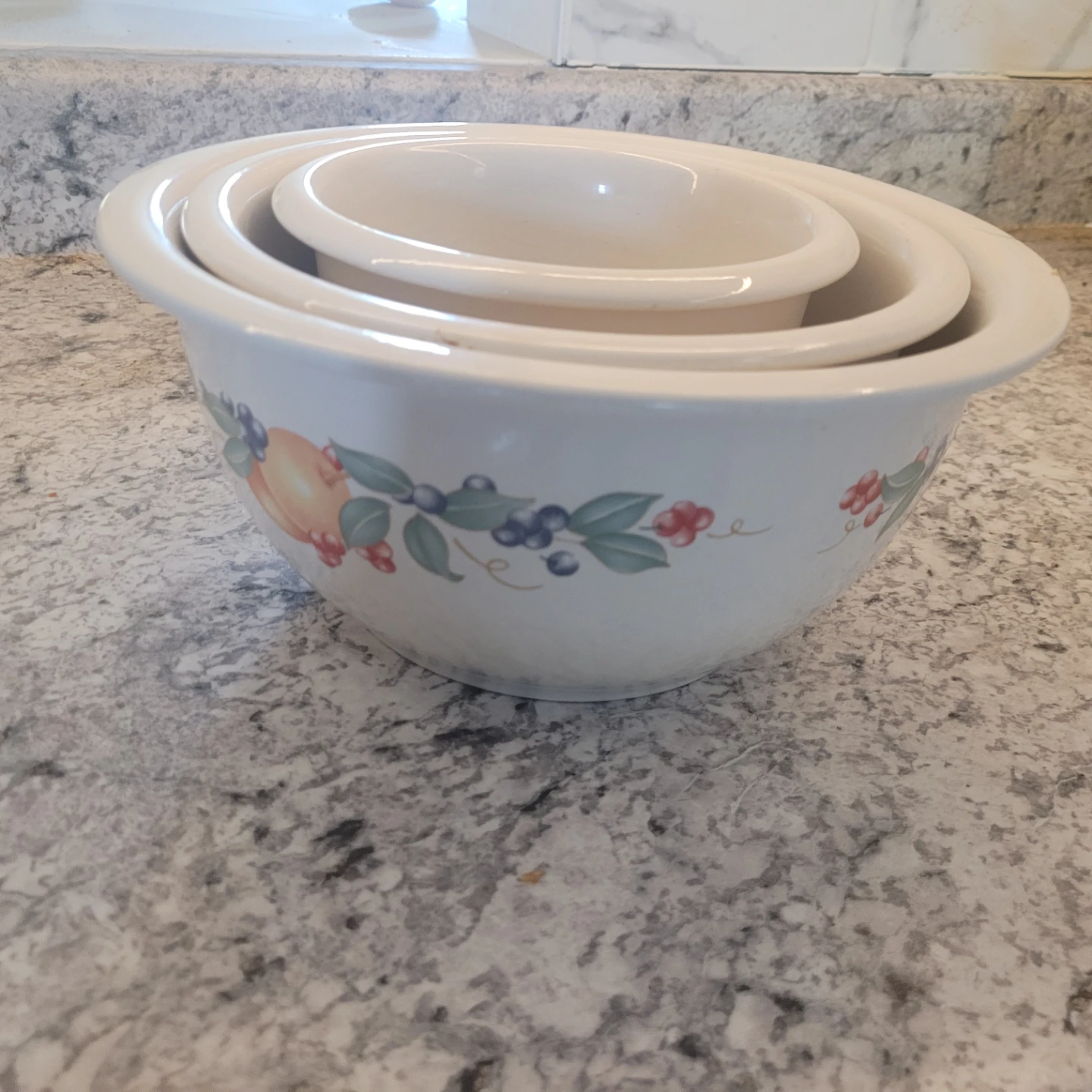 Set of 3 Fruit Pattern Ceramic Nesting Bowls - photo 2