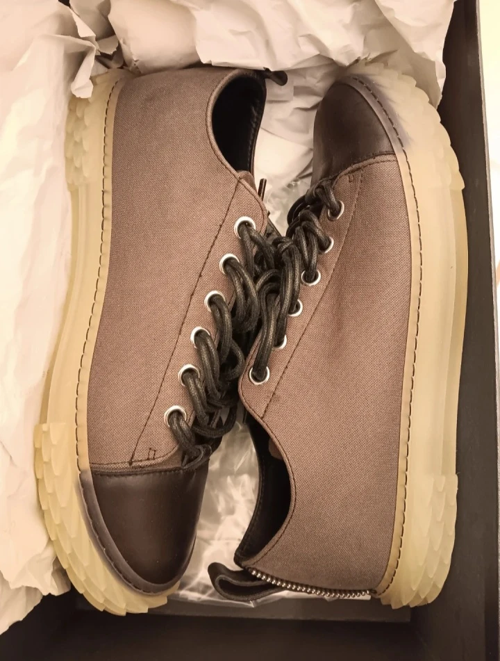 9/42 Men Giuseppe Zanotti Brown & Black Low-Top Canvas Sneakers - photo 5