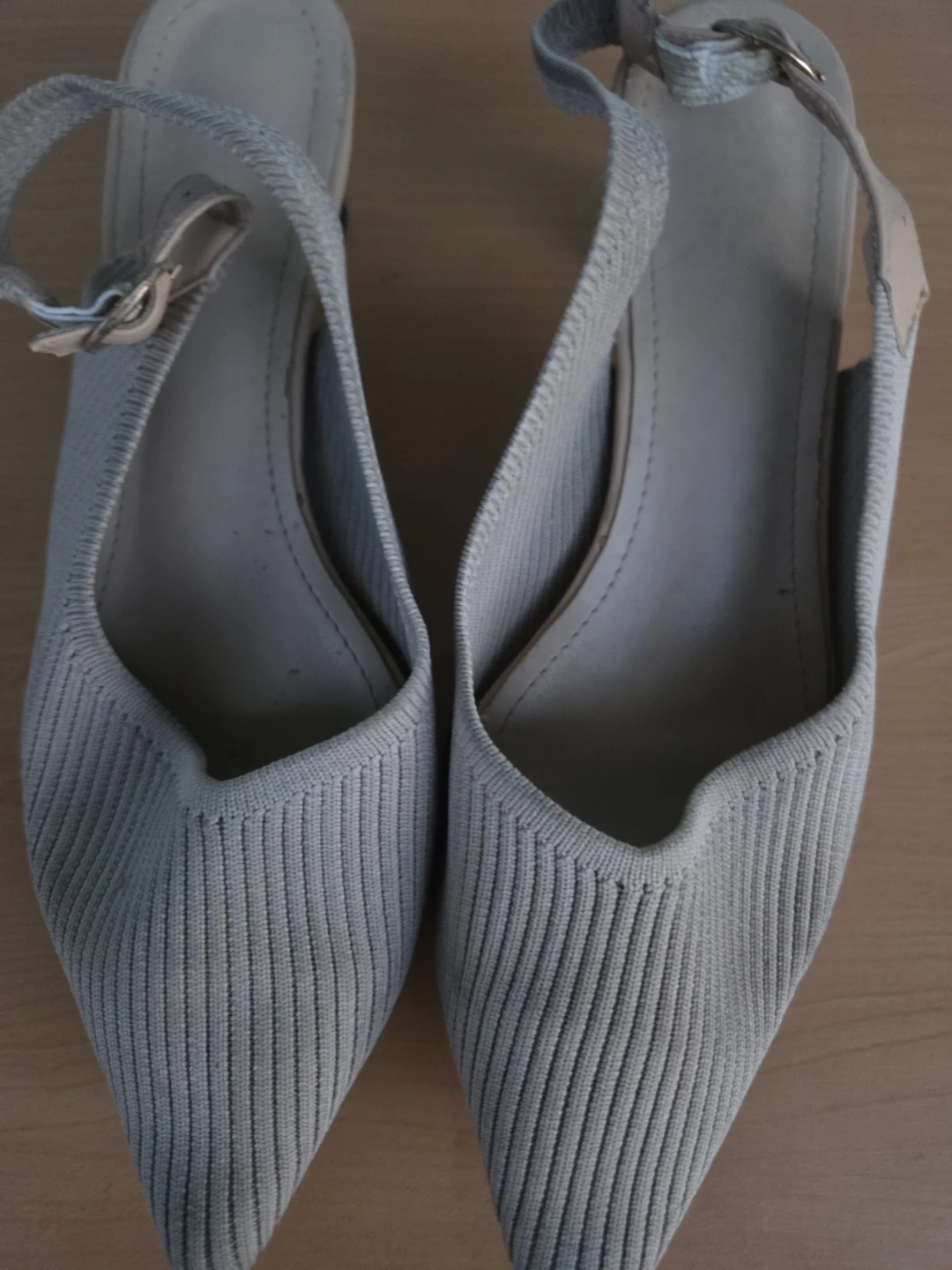Light Grey Knit Slingback Heels - photo 4