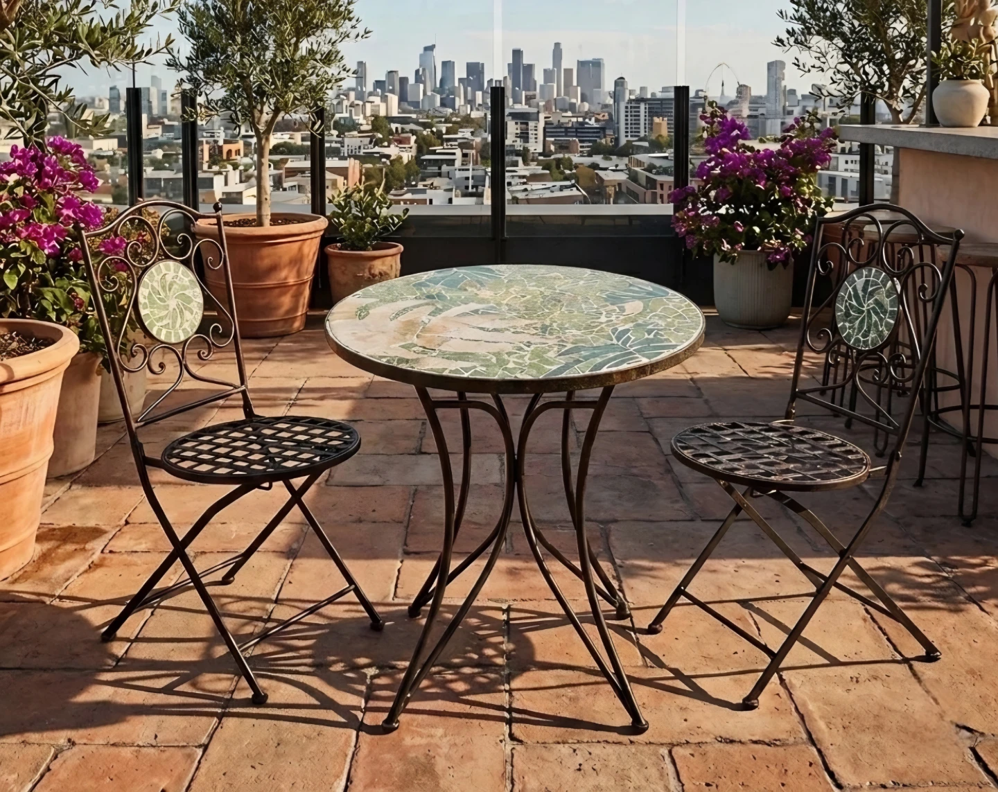Vintage Round Tile Mosaic Bistro Table