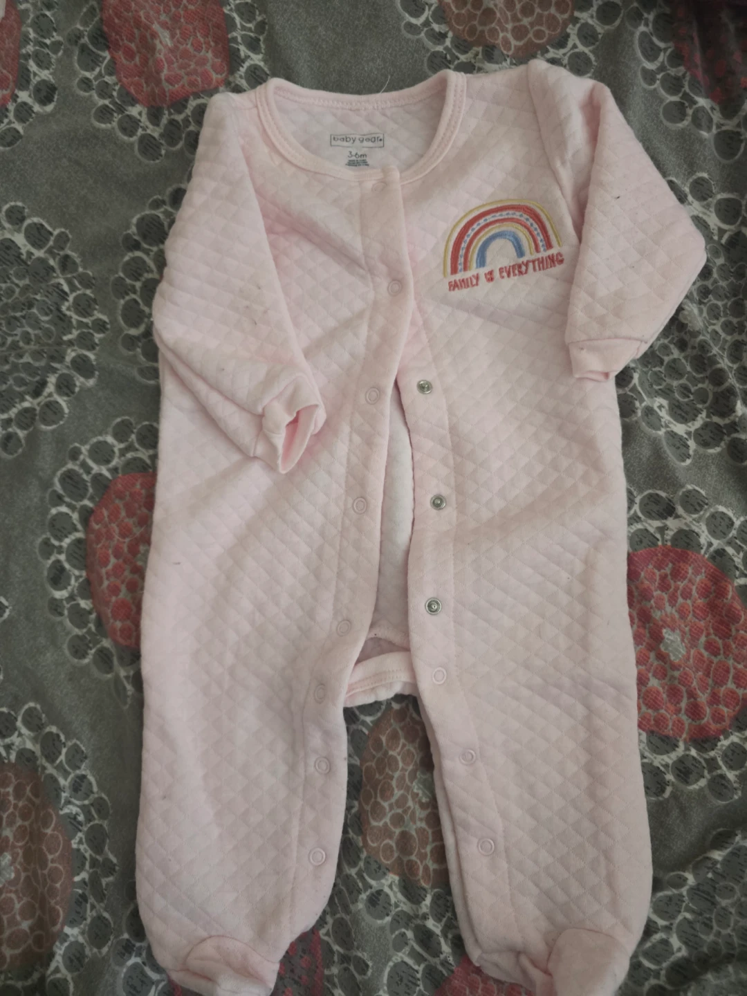 🏈Baby Gear Pink Quilted Rainbow Onesie