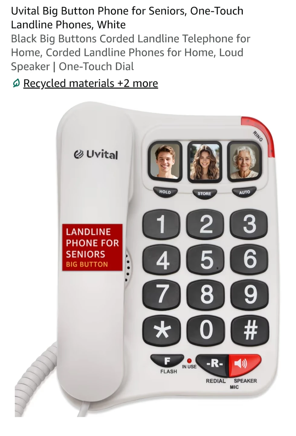 Uvital UV-1000 Big Button Landline Phone
