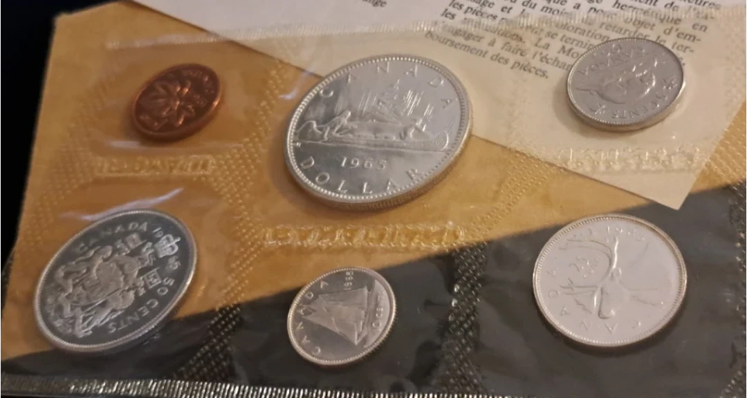 1965 Canadian Mint Uncirculated .80 Silver Coin Set - photo 5