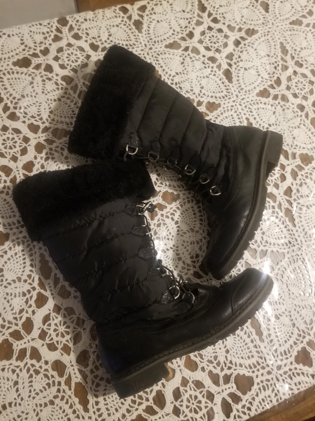 Fur Insulated Black Winter Boots Size 10 - photo 2