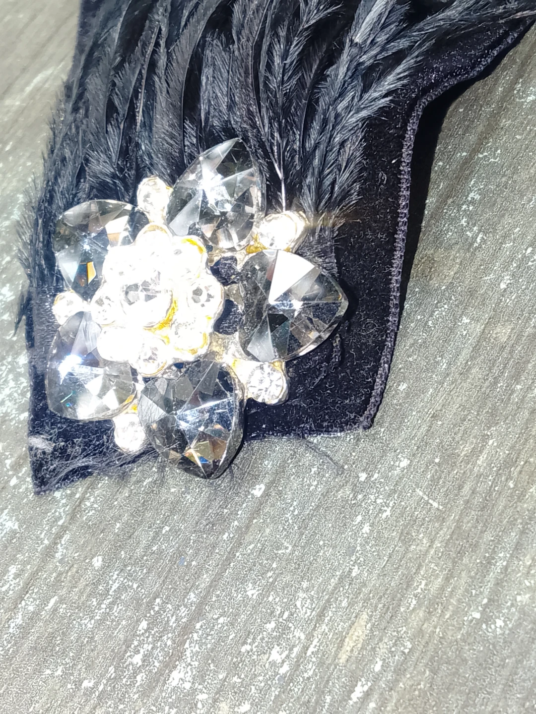 Black Feather and Rhinestone Brooch - photo 4
