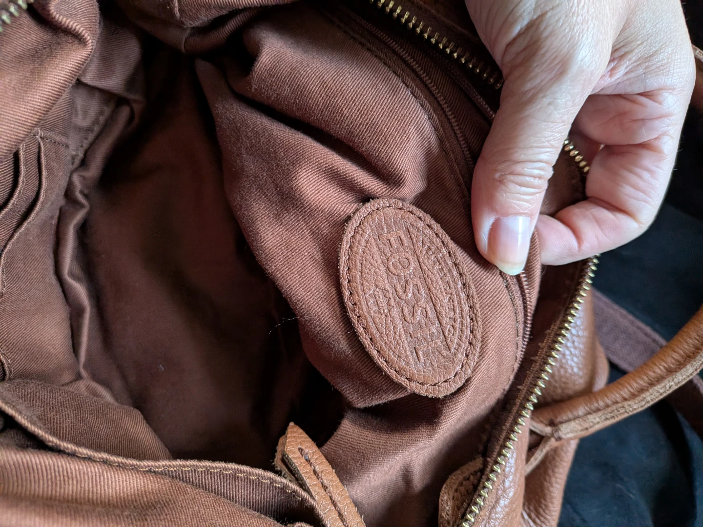 Vintage Fossil Brown Leather Handbag Shoulder Bag - photo 3